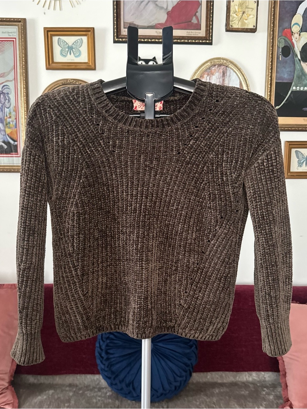 Women's Green Ribbed Chenille Sweater
